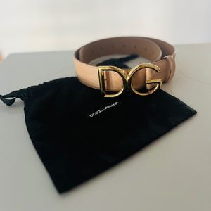 DOLCE&GABBANA Leather Belt w/Logo Buckle